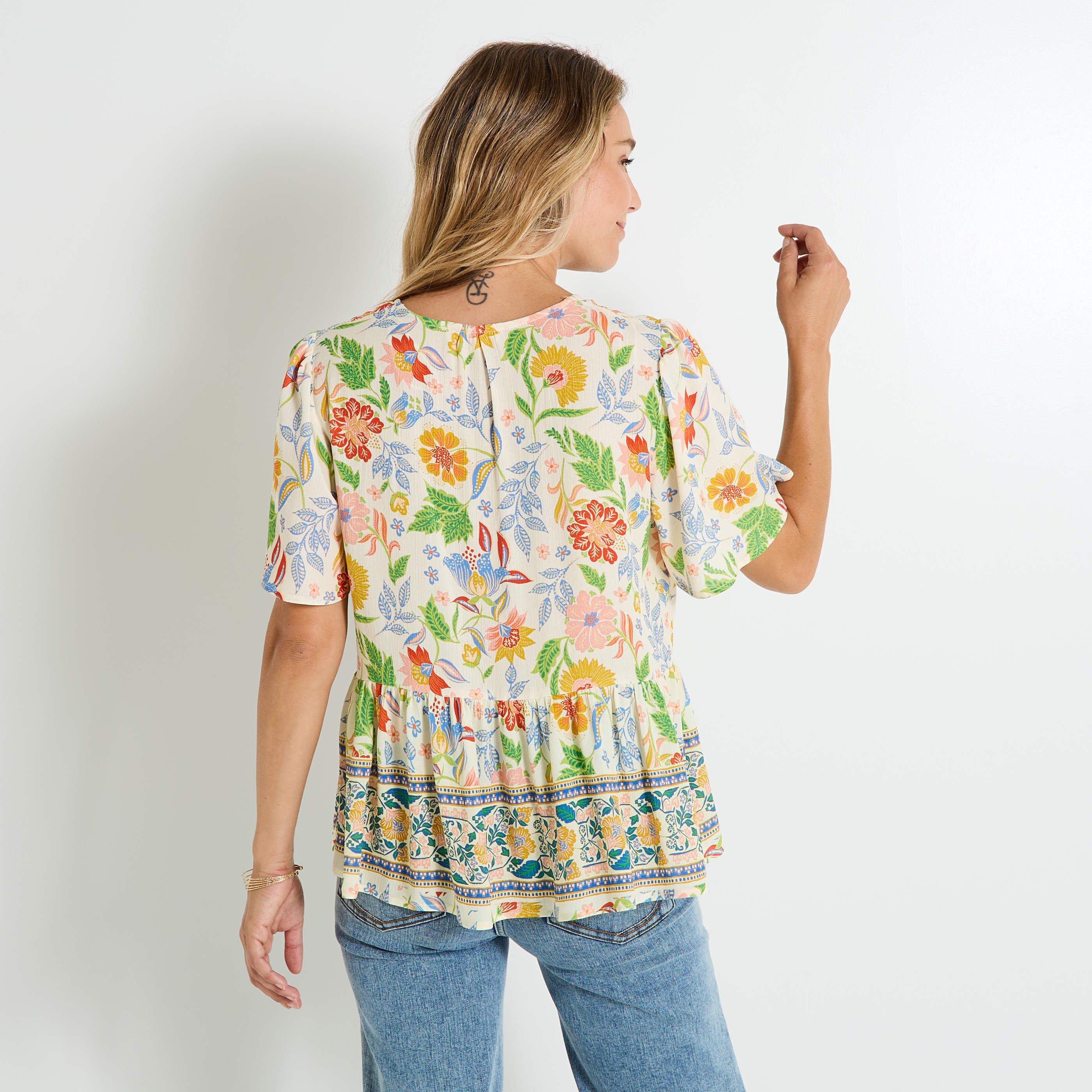 Blouse fluide imprim&eacute; floral femme