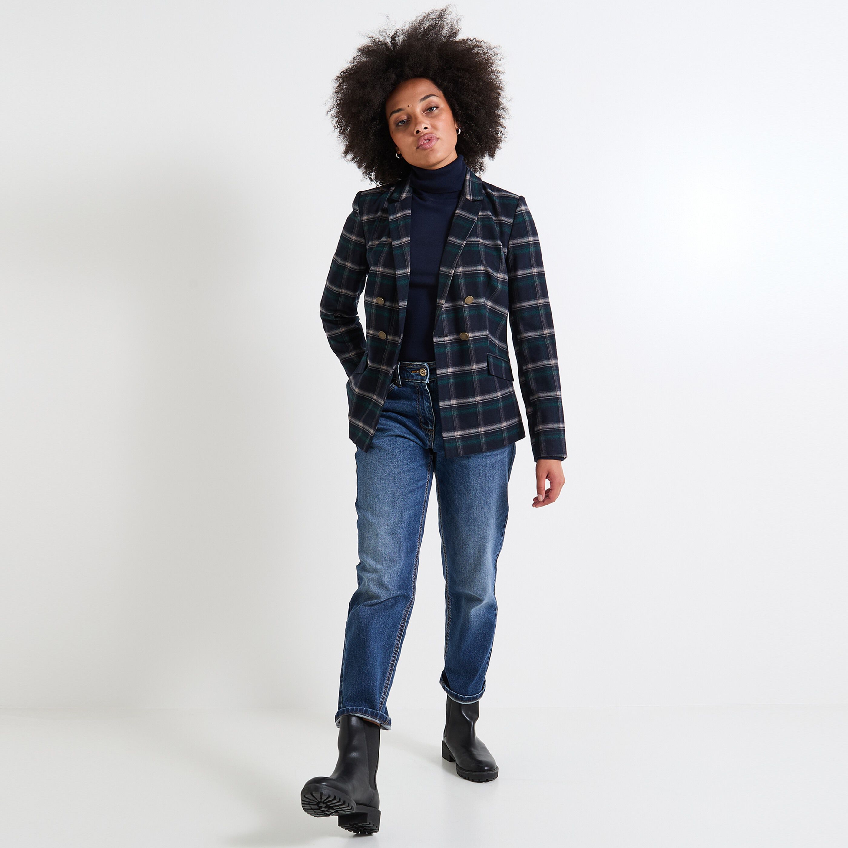 Blazer &agrave; carreaux femme