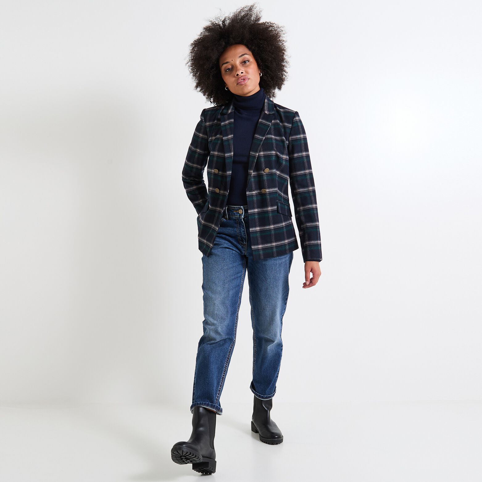 Blazer à carreaux femme
