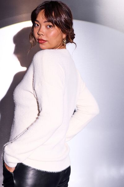 Pull col V femme