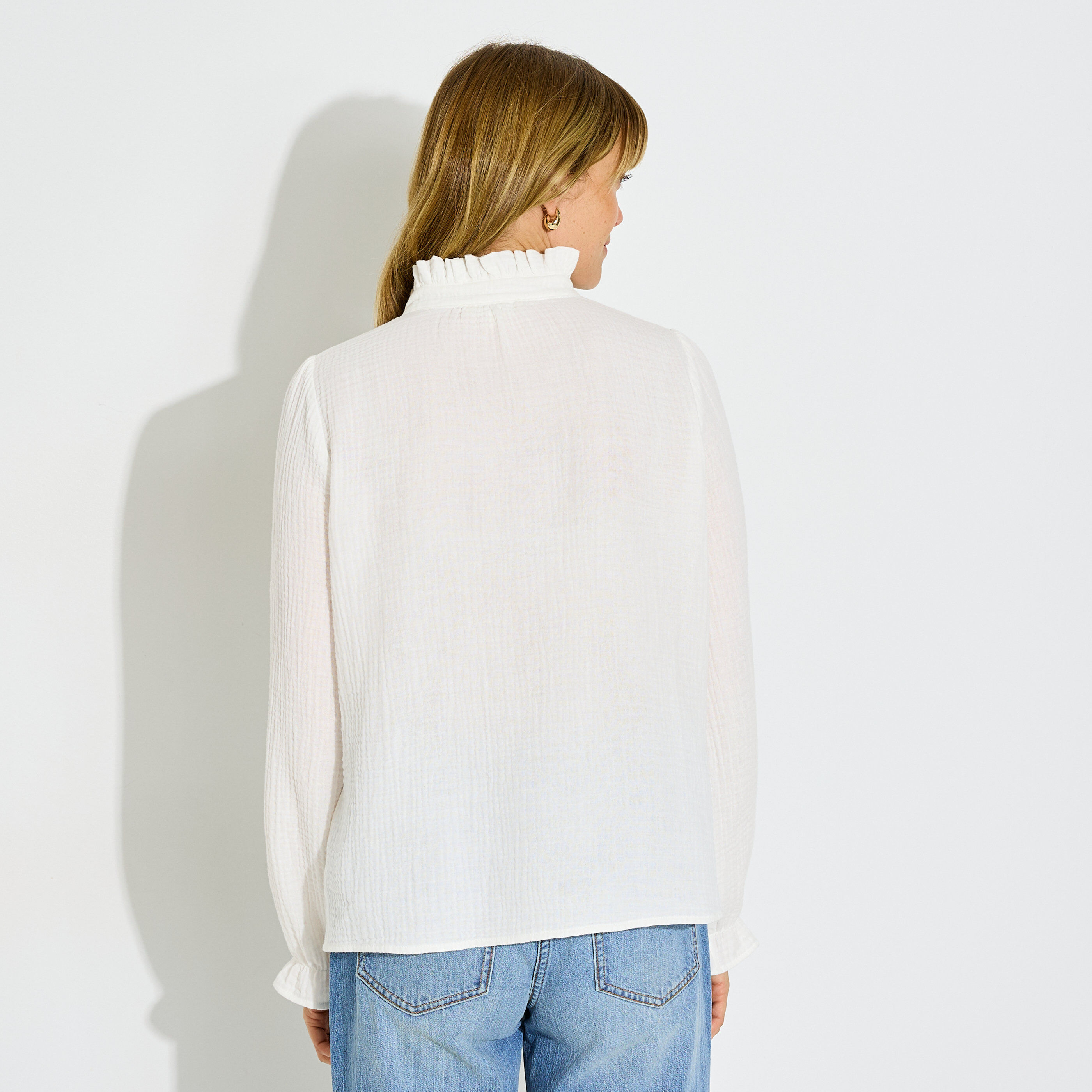 Chemise ajour&eacute;e en gaze de coton femme