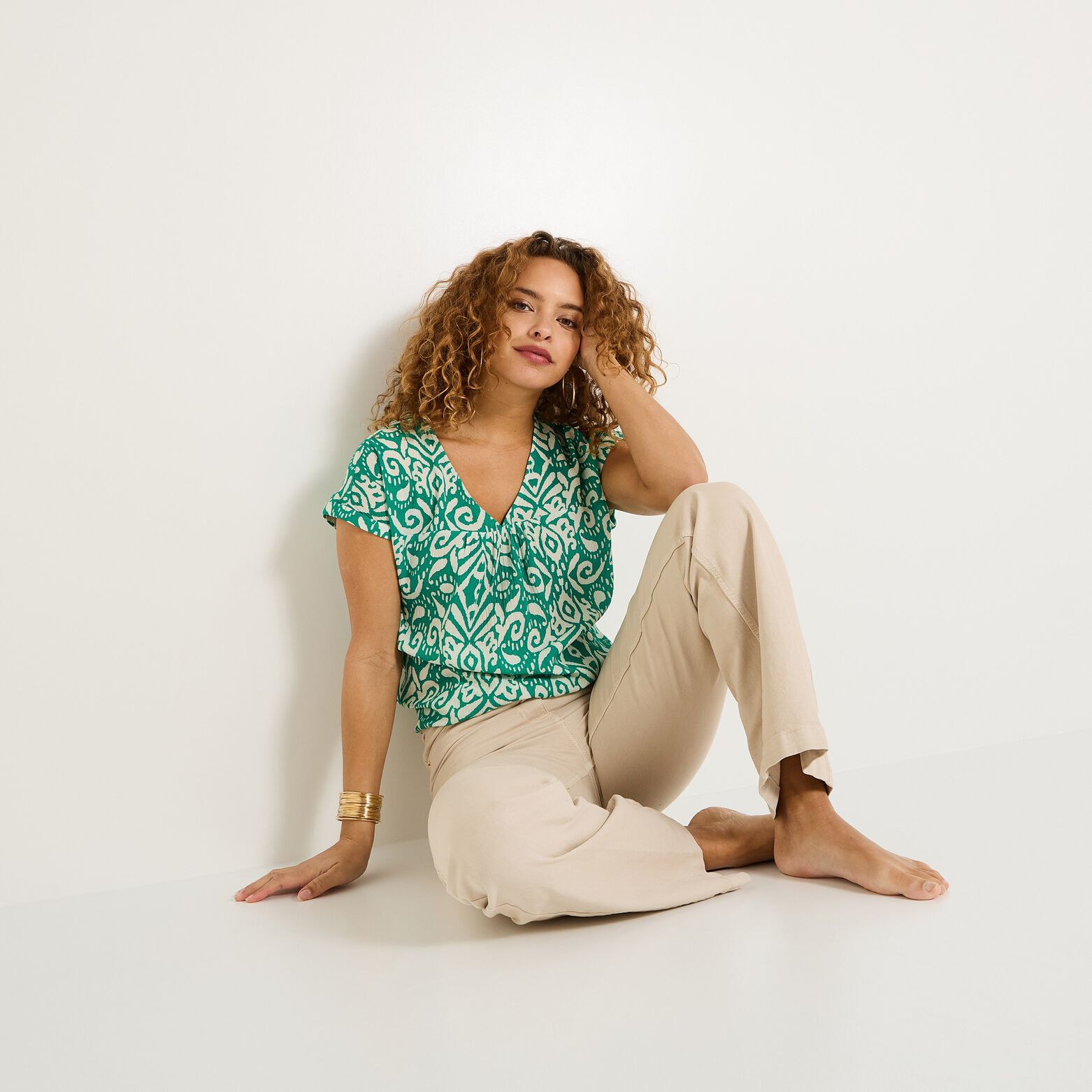 Blouse col V femme