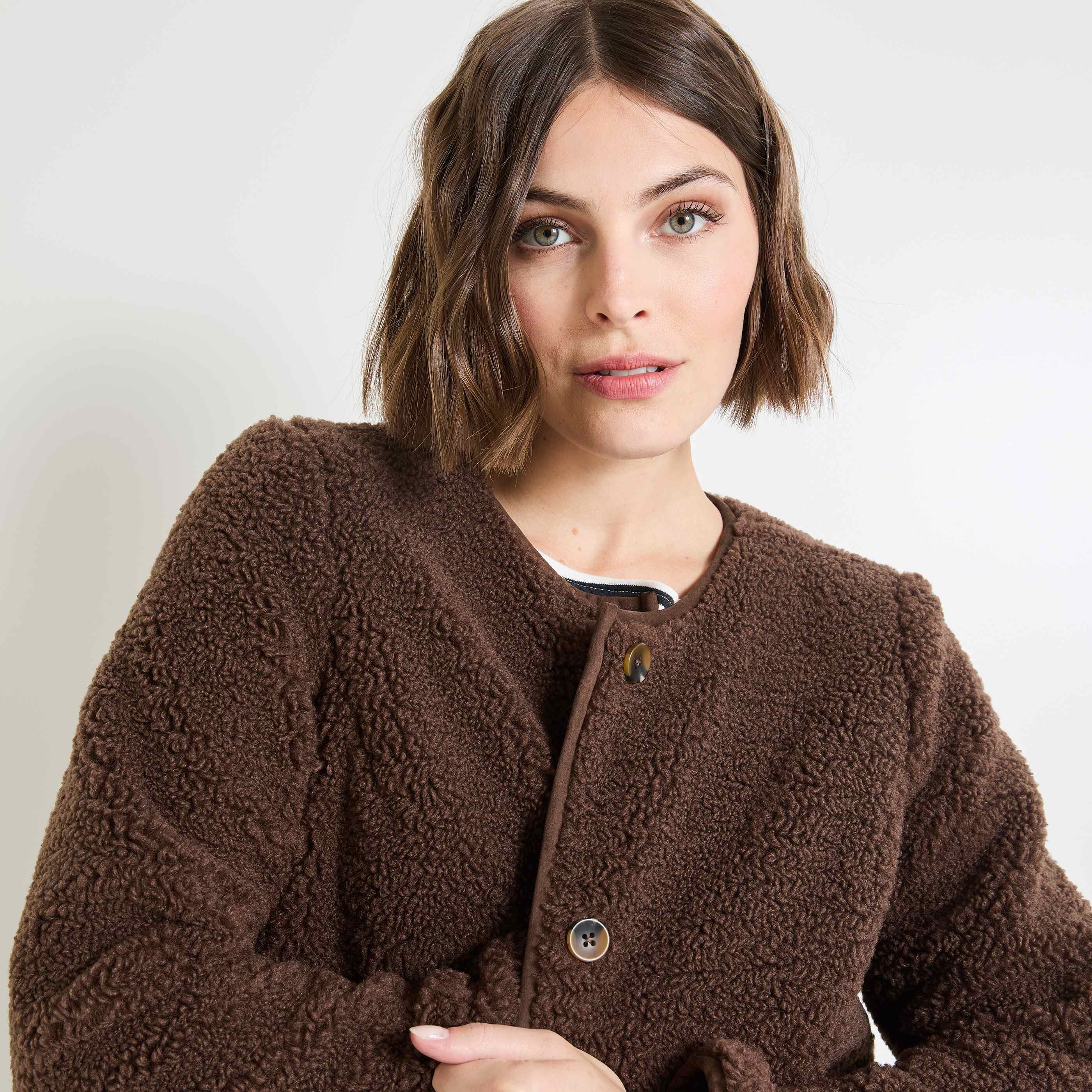 Manteau moumoute femme CAMEL Graindemalice