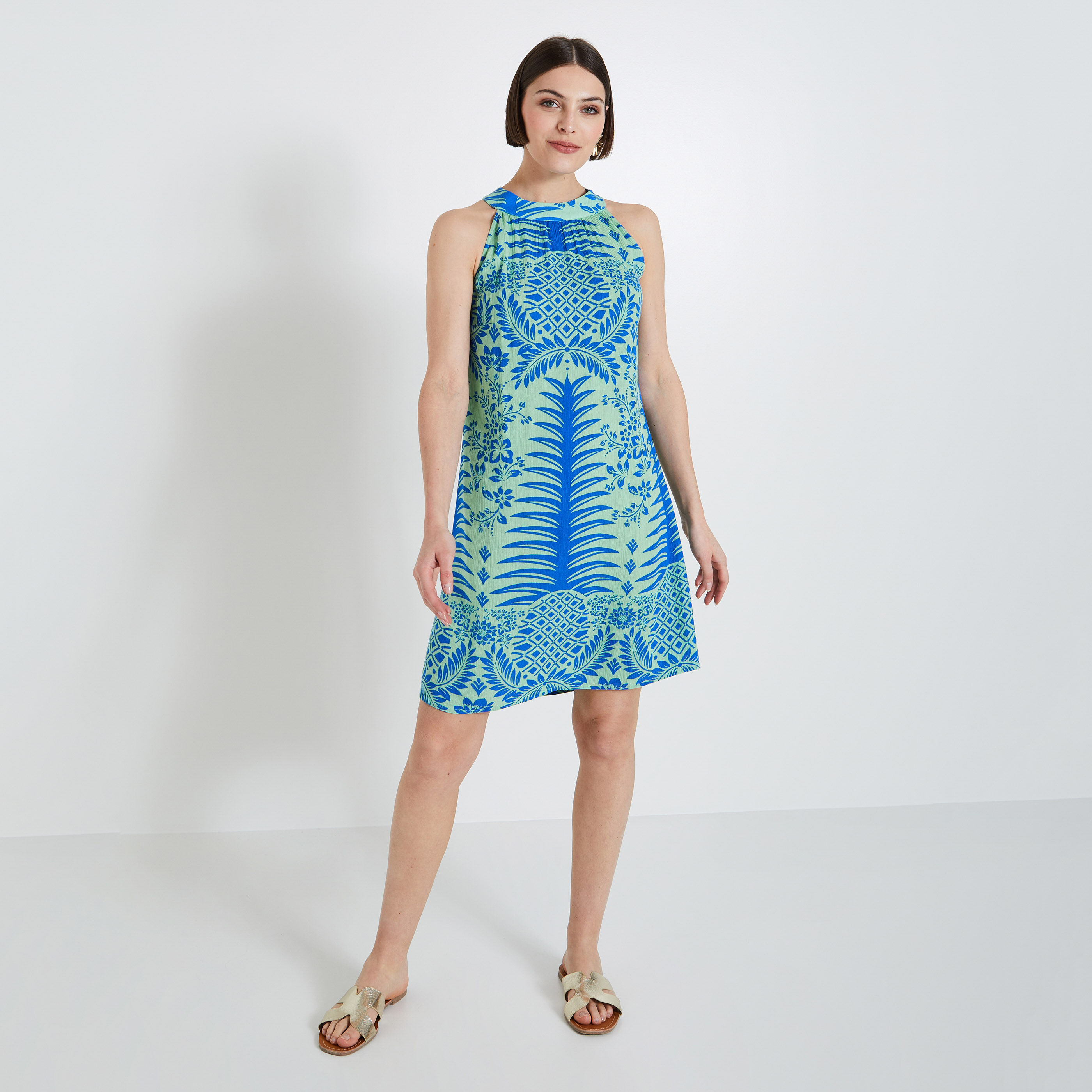 Robe suspendue imprim&eacute;e femme