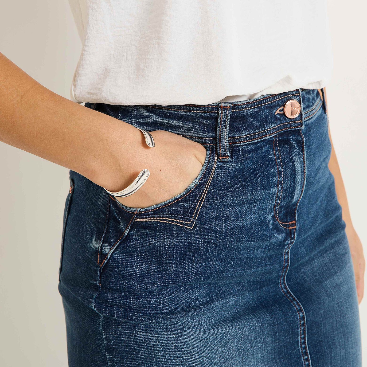 Jupe droite en denim femme