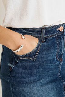 Jupe droite en denim femme