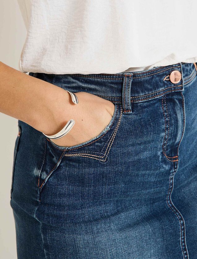 Jupe droite en denim femme