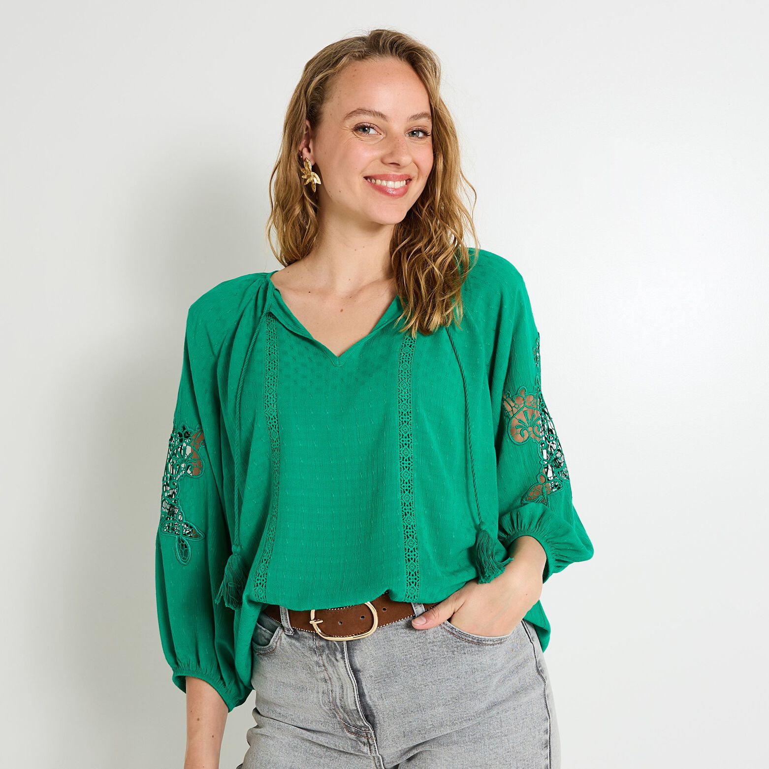 Blouse col V femme