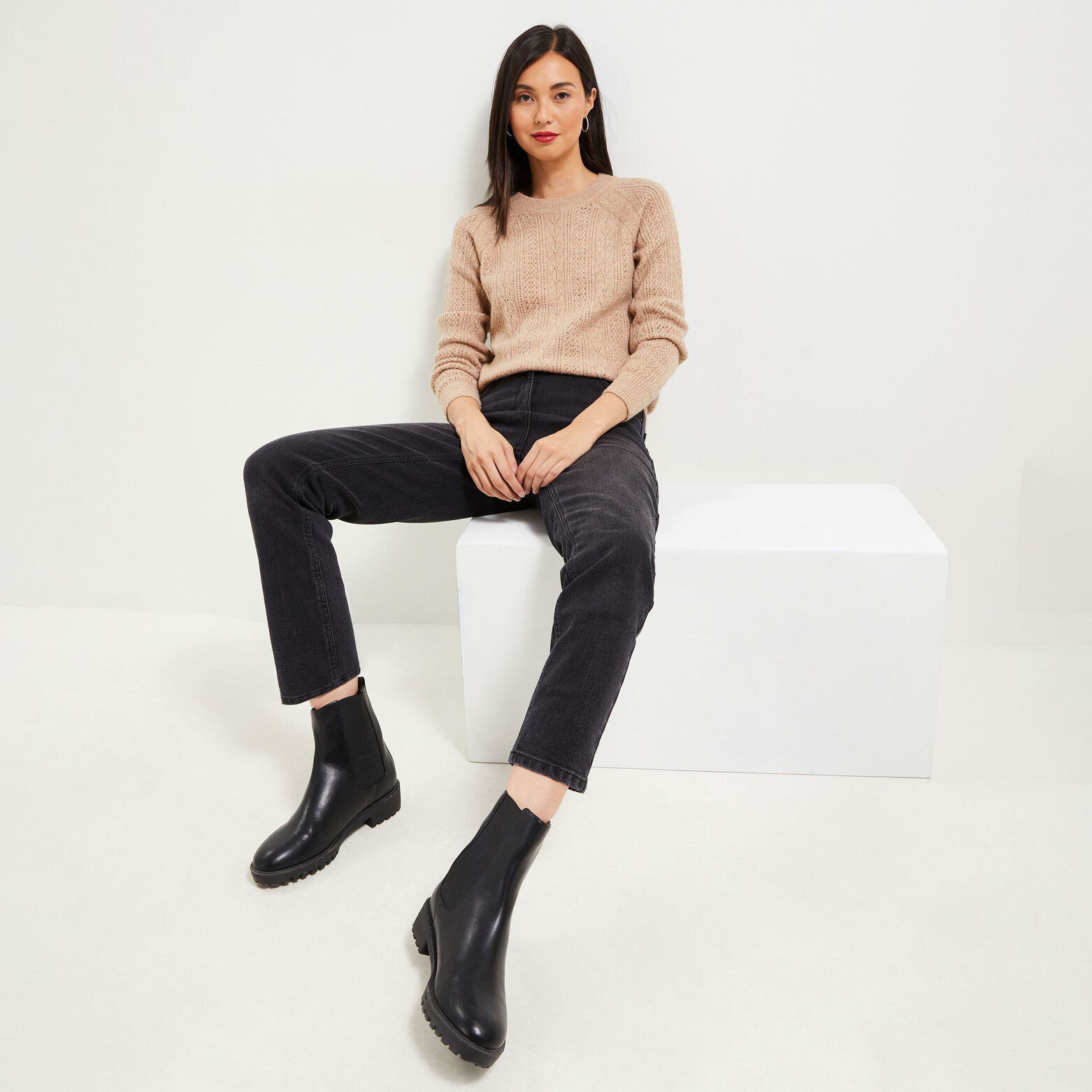 Pull tricot fantaisie femme