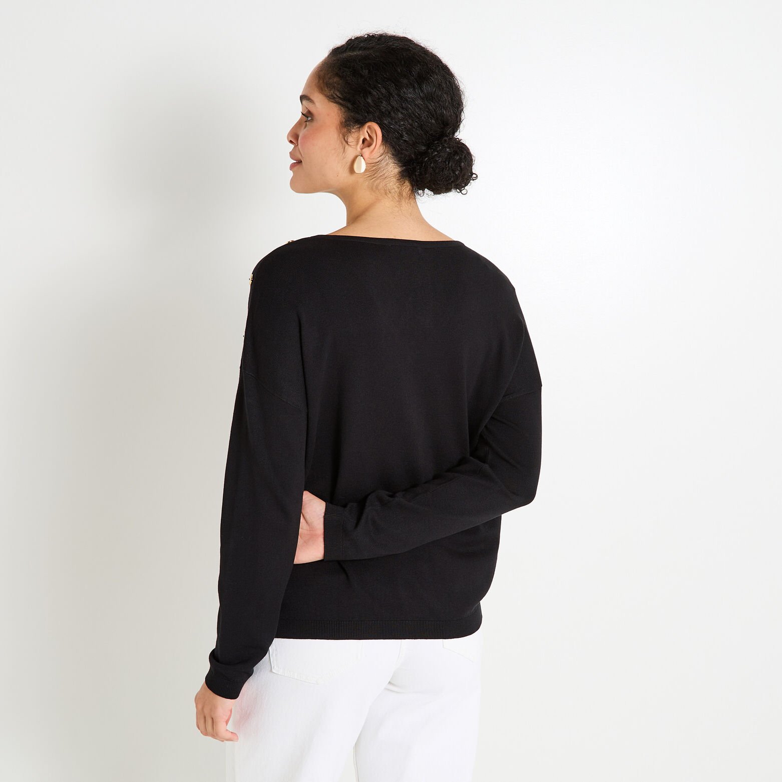 Pull uni col V femme