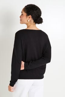Pull uni col V femme