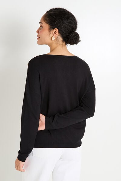 Pull uni col V femme
