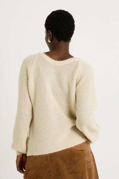 Pull fluffy à col V femme