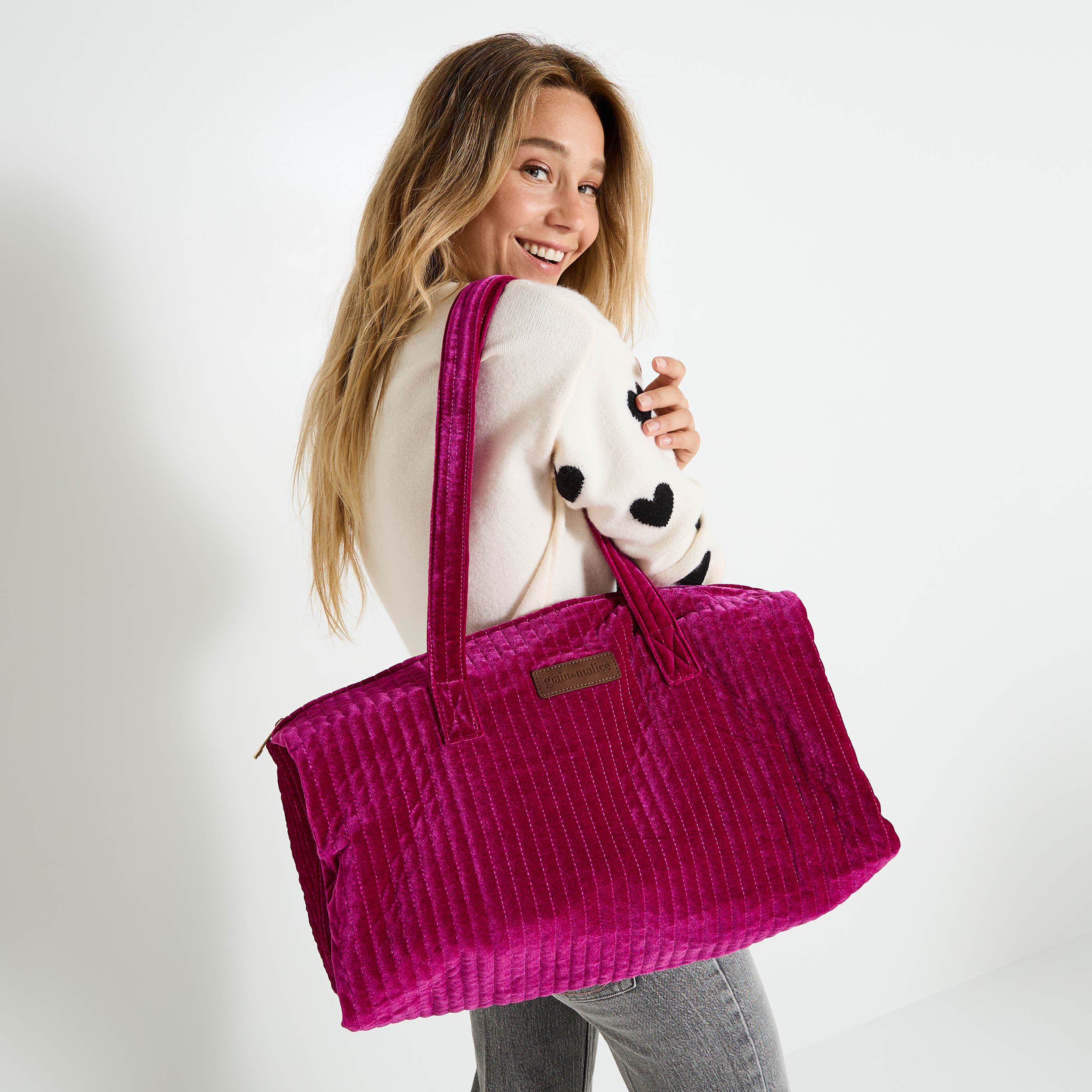 Grand sac en velours matelass&eacute;