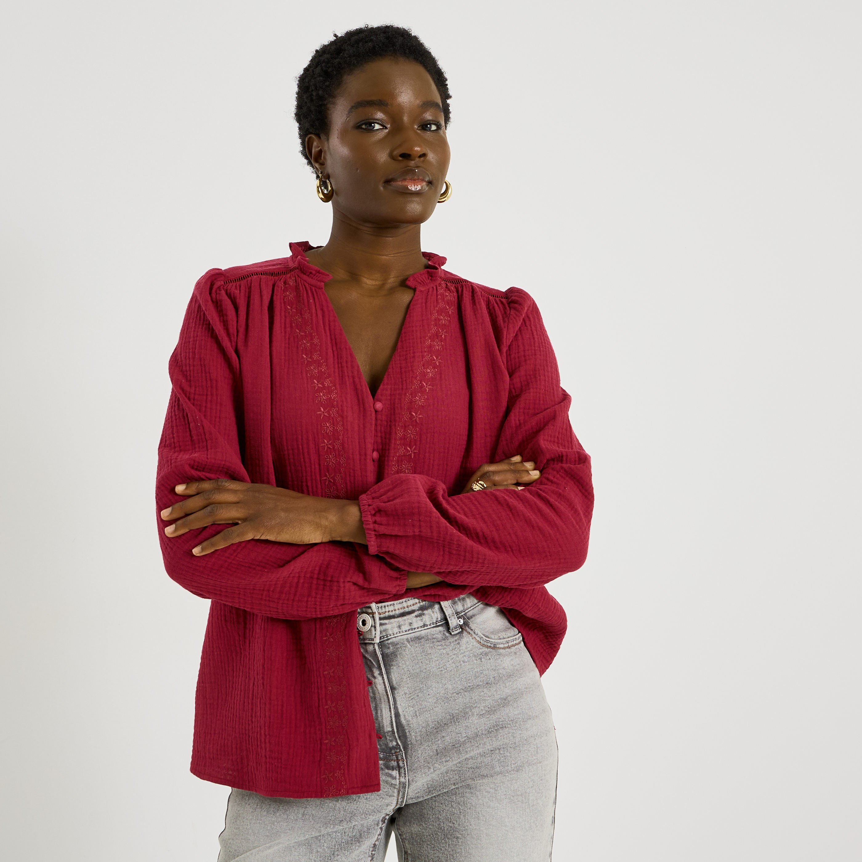 Chemise en gaze de coton femme