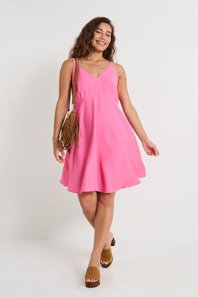 Robe courte col V à bretelles