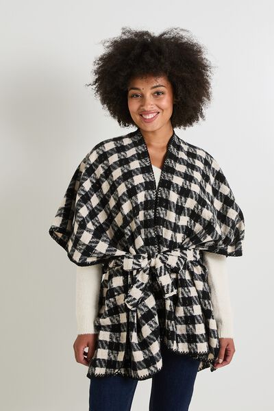 Poncho ceinturé femme