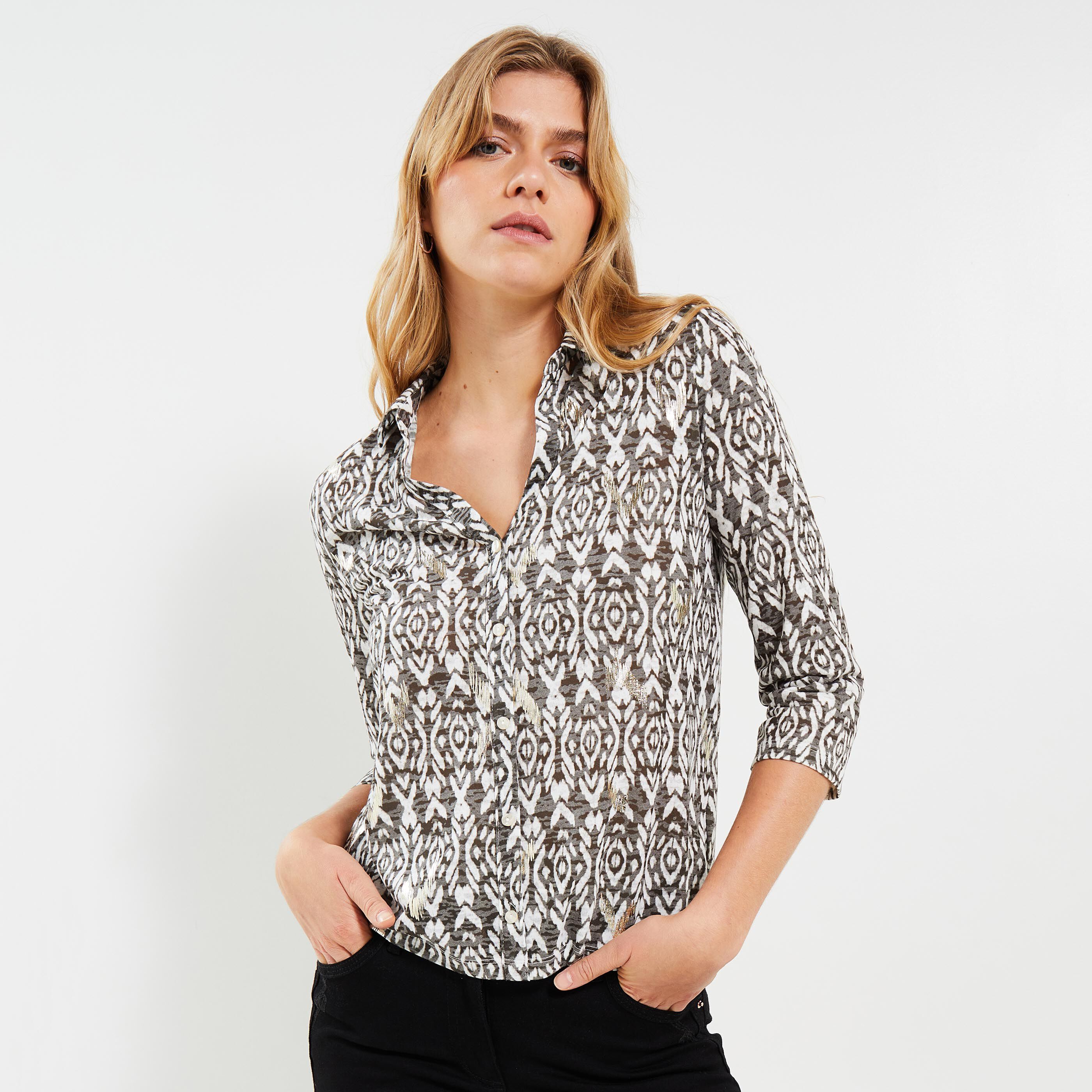 Tshirt col chemise femme