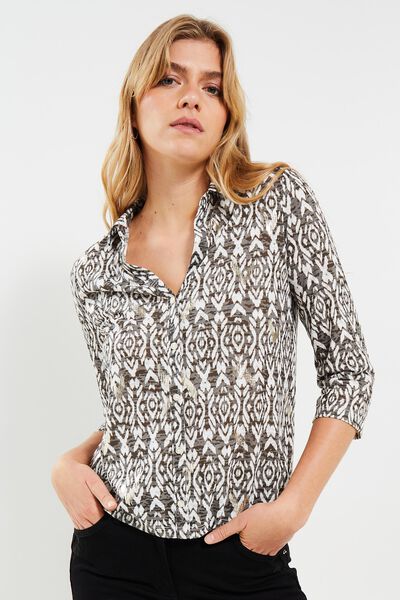 Tshirt col chemise femme