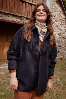 Manteau à franges femme