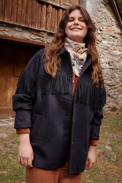 Manteau à franges femme