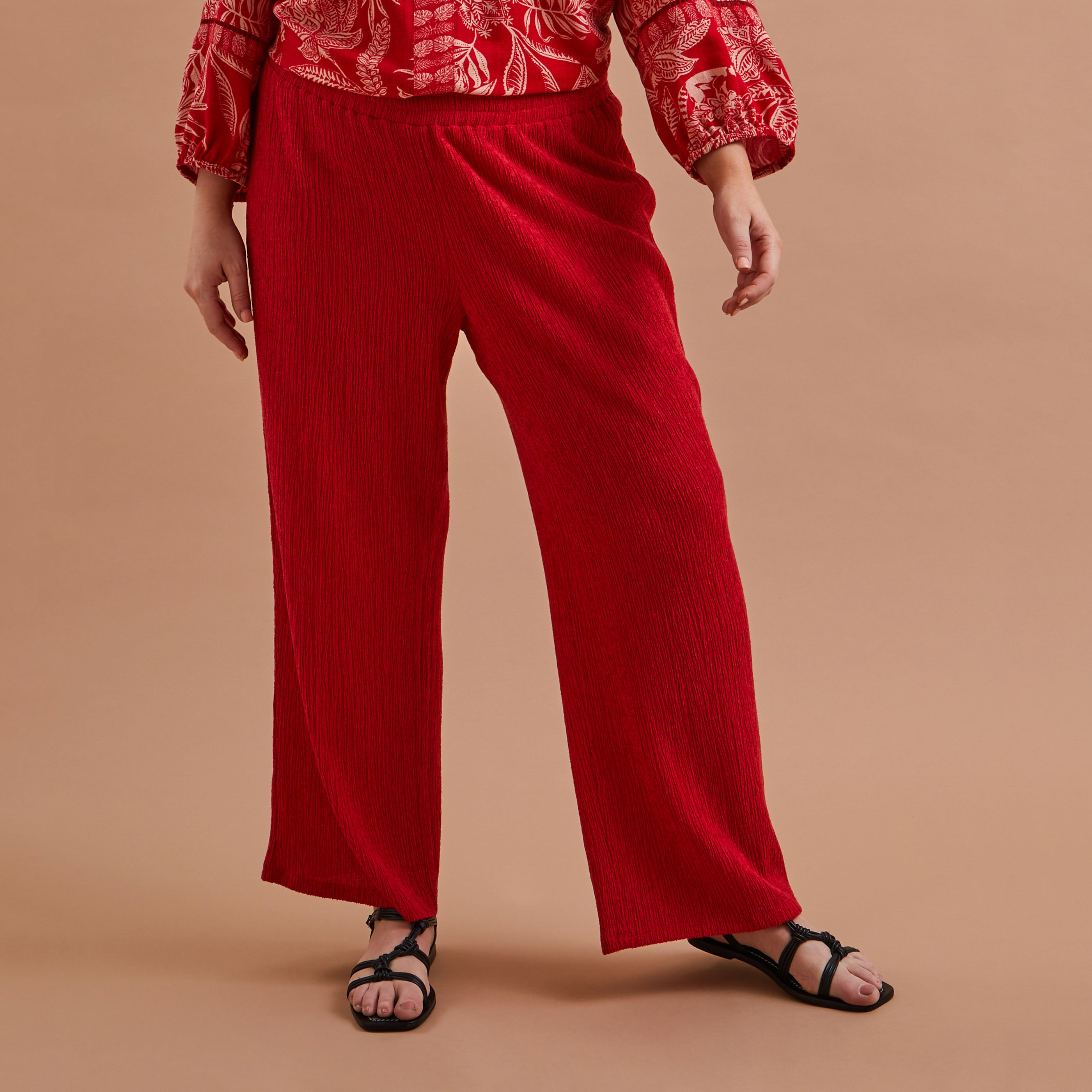 Pantalon rouge fluide best sale