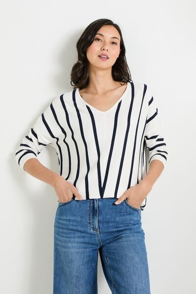 Pull col V femme