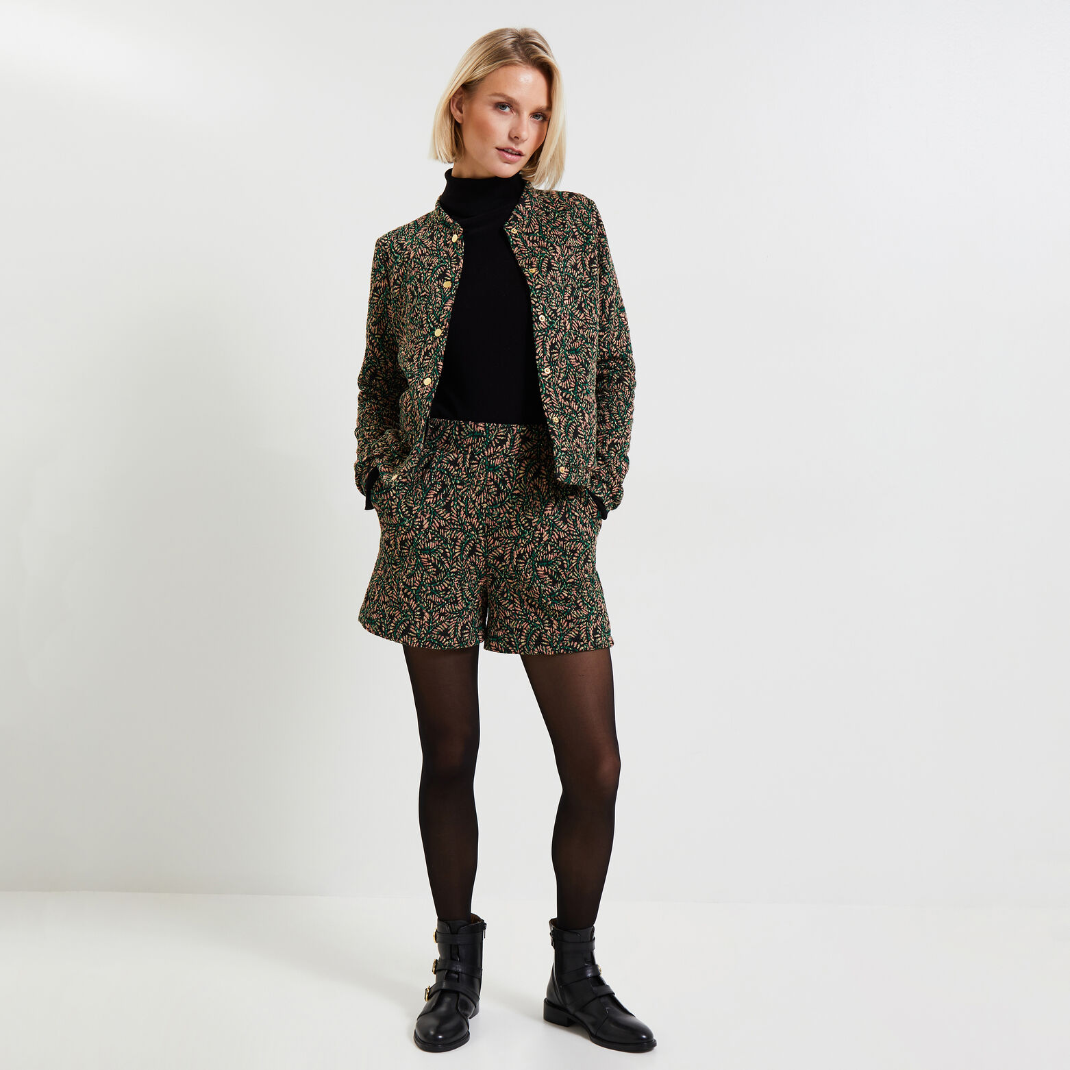 Short jacquard femme