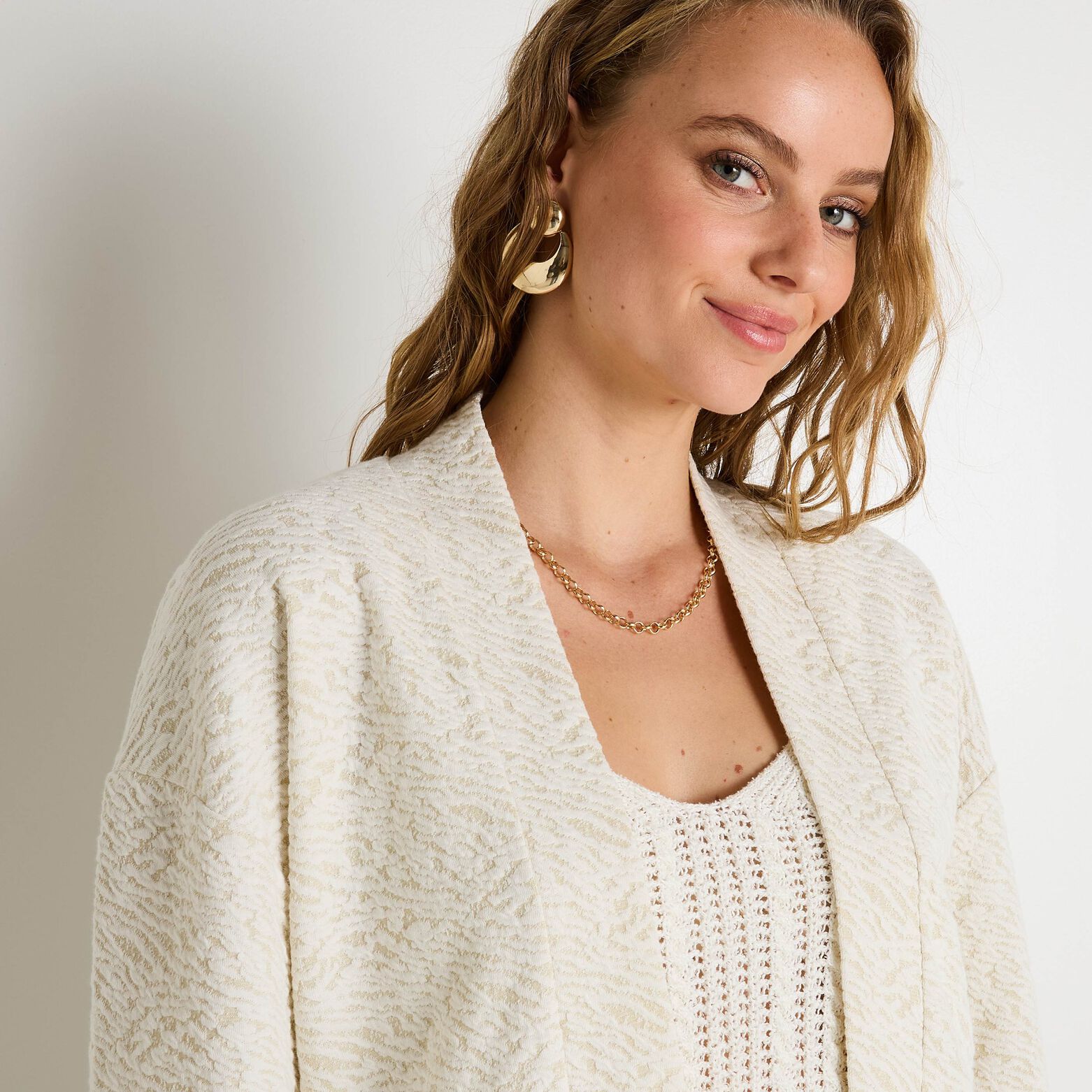 Veste kimono en jacquard femme