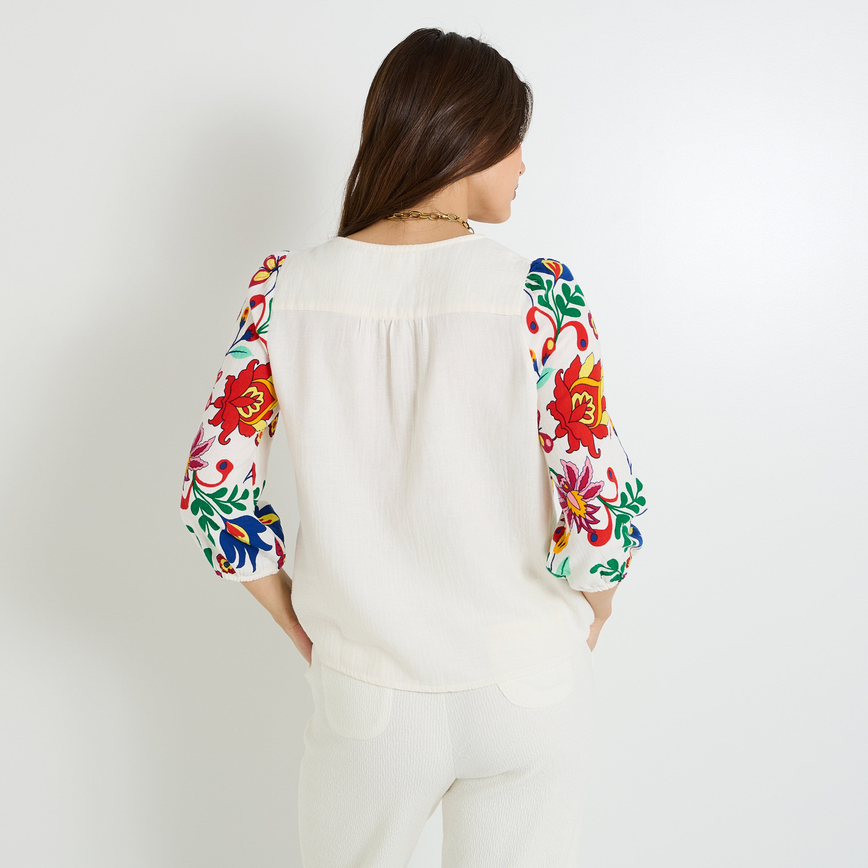 Blouse &agrave; nouer imprim&eacute;e femme