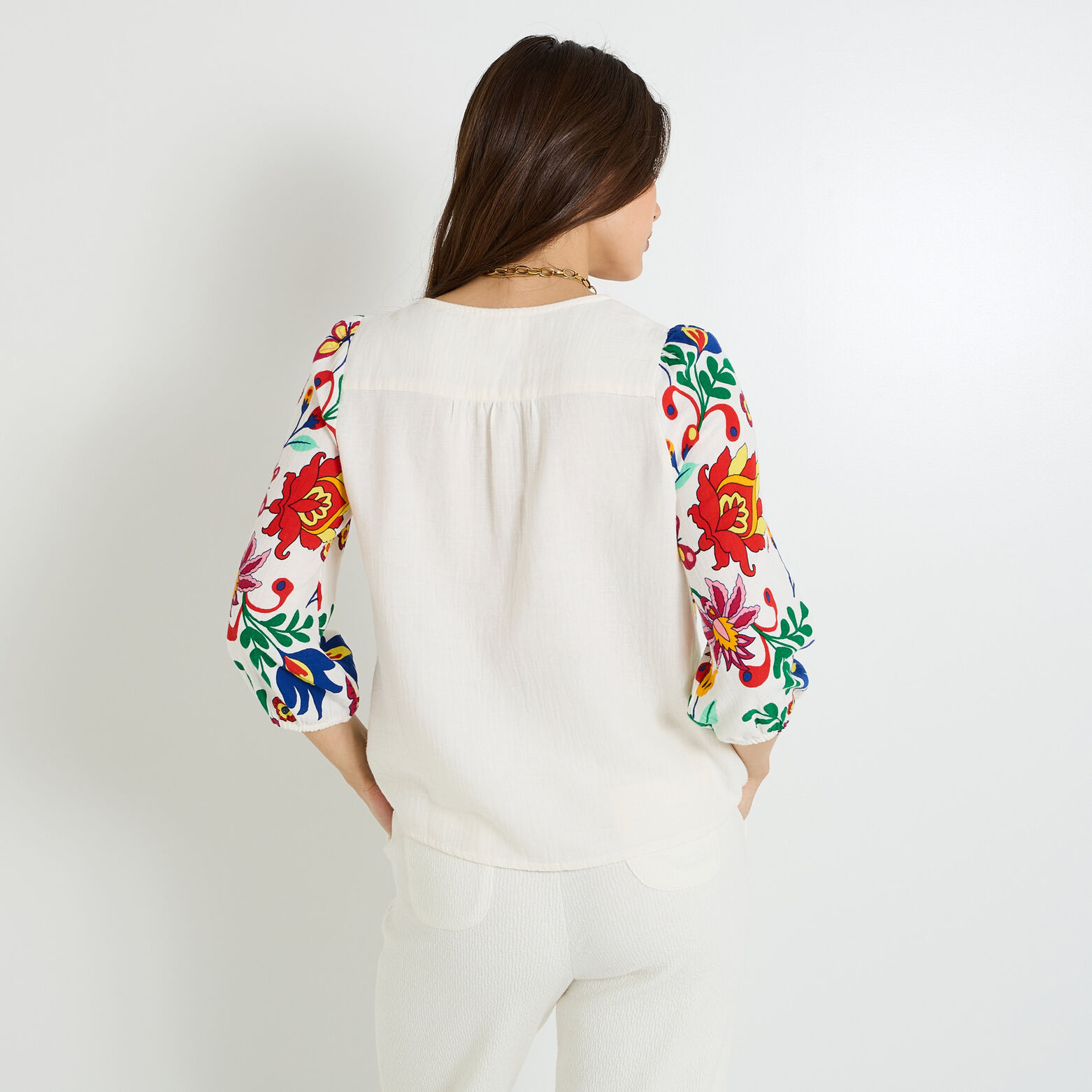 Blouse à nouer imprimée femme