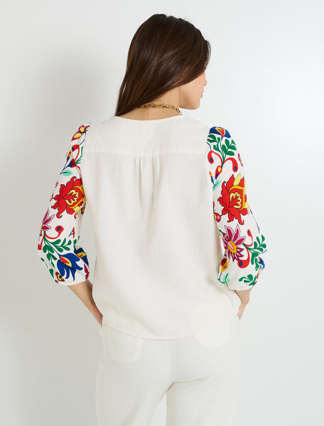 Blouse à nouer imprimée femme