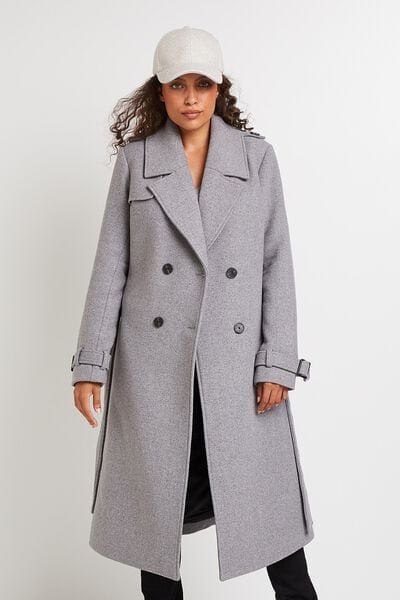 Manteau long gris clair femme