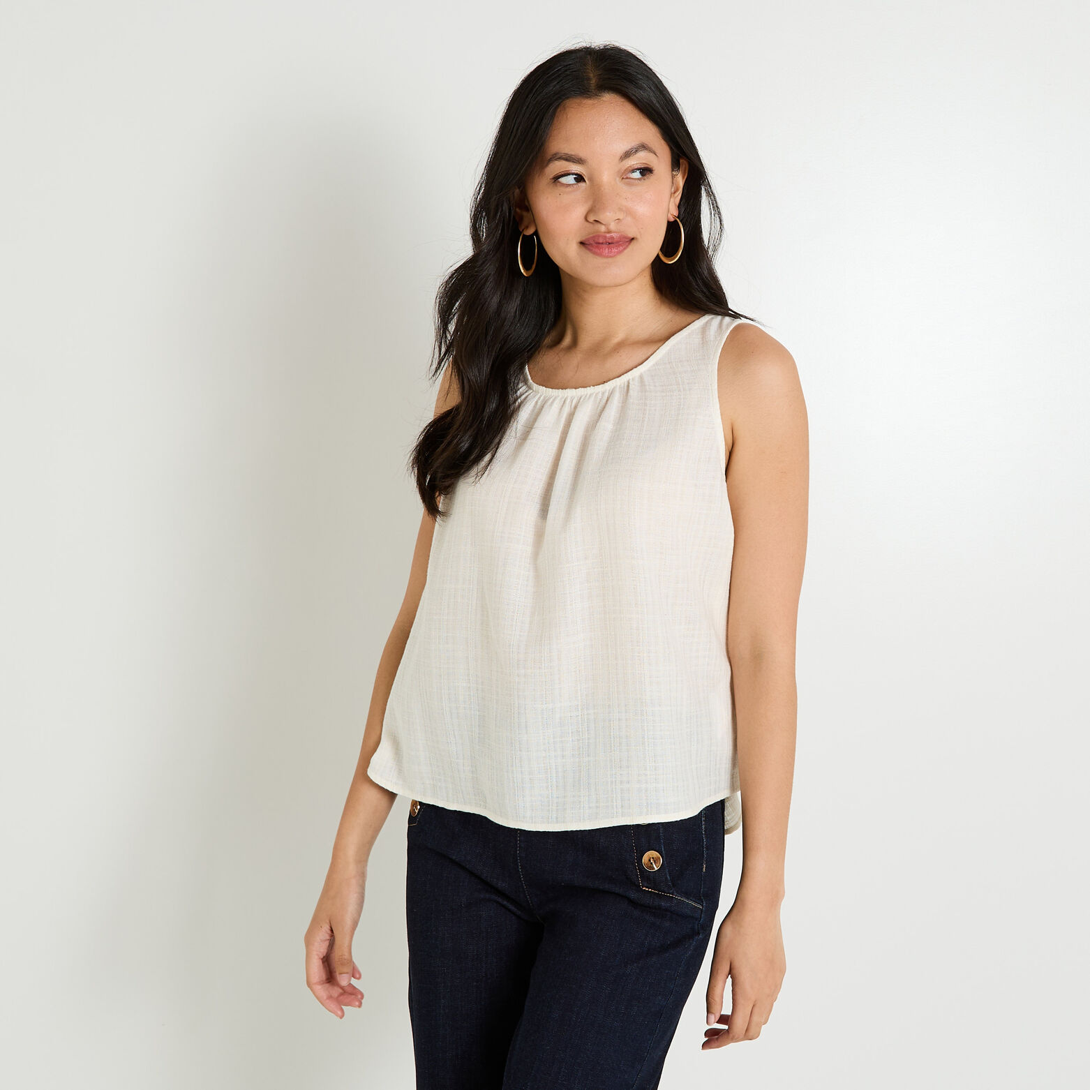 Top col rond femme