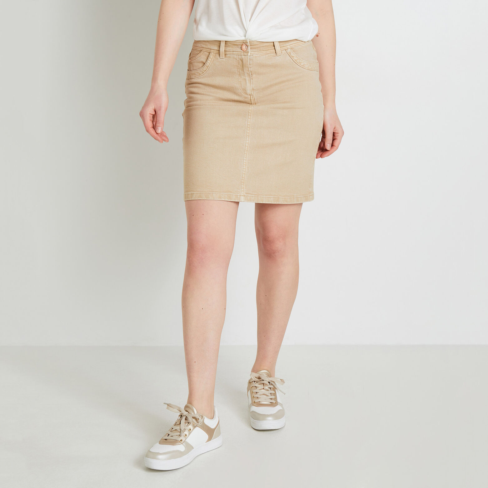 Jupe denim couleur femme