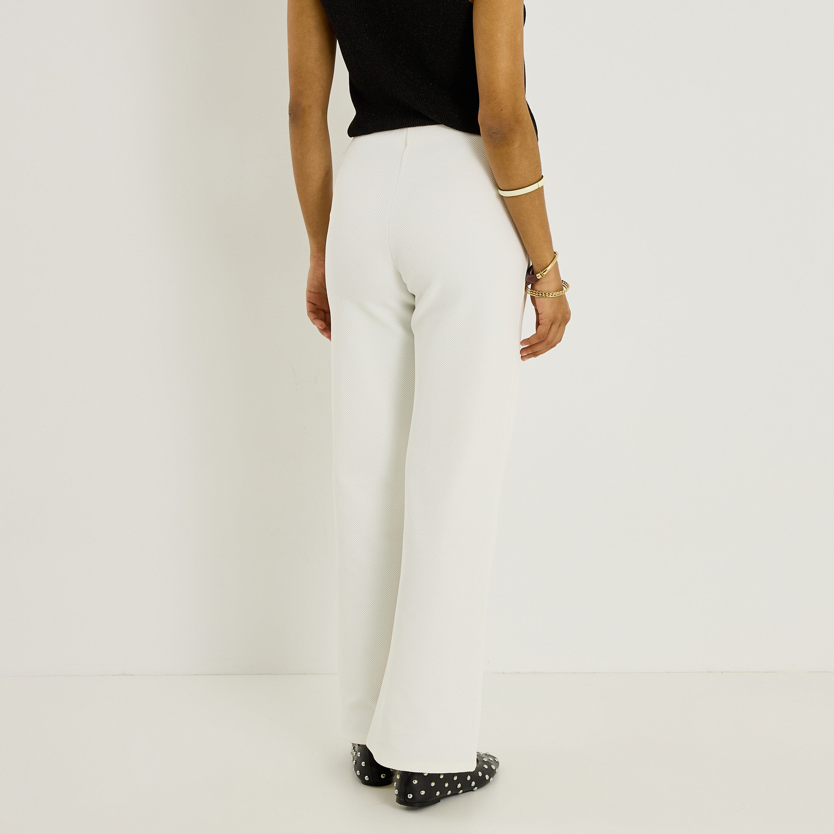 Pantalon large maille textur&eacute;e femme