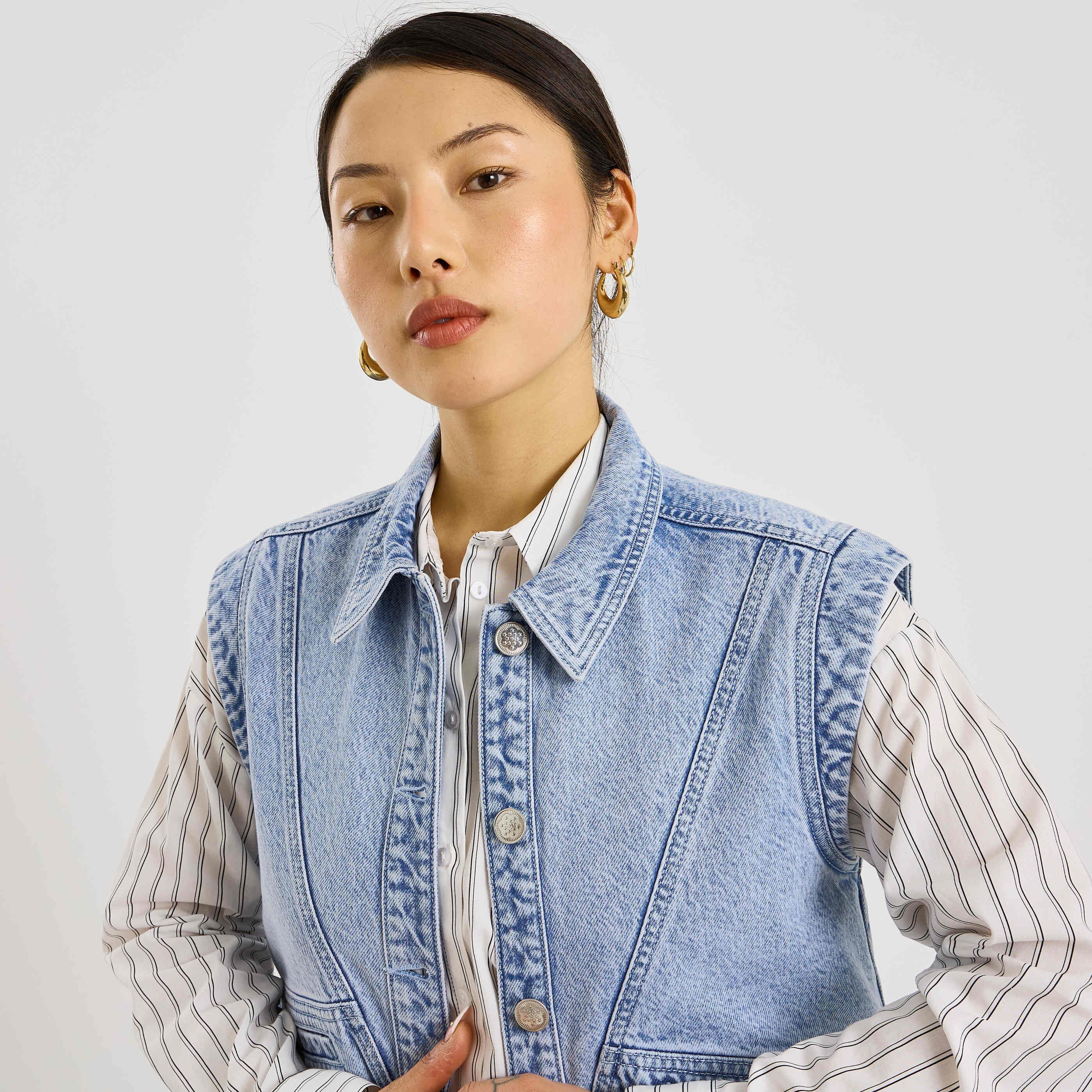 Veste sans manches en jean femme