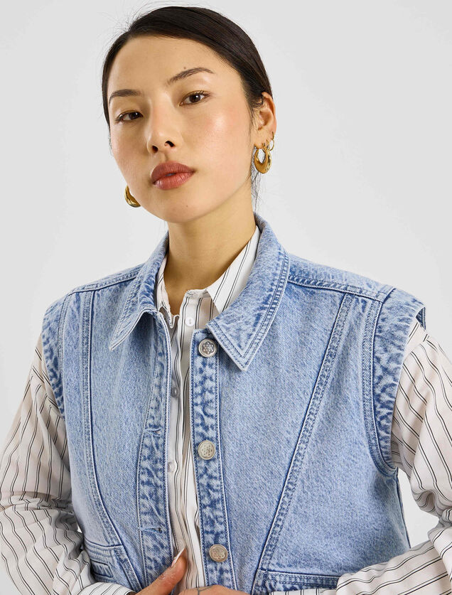 Veste sans manches en jean femme