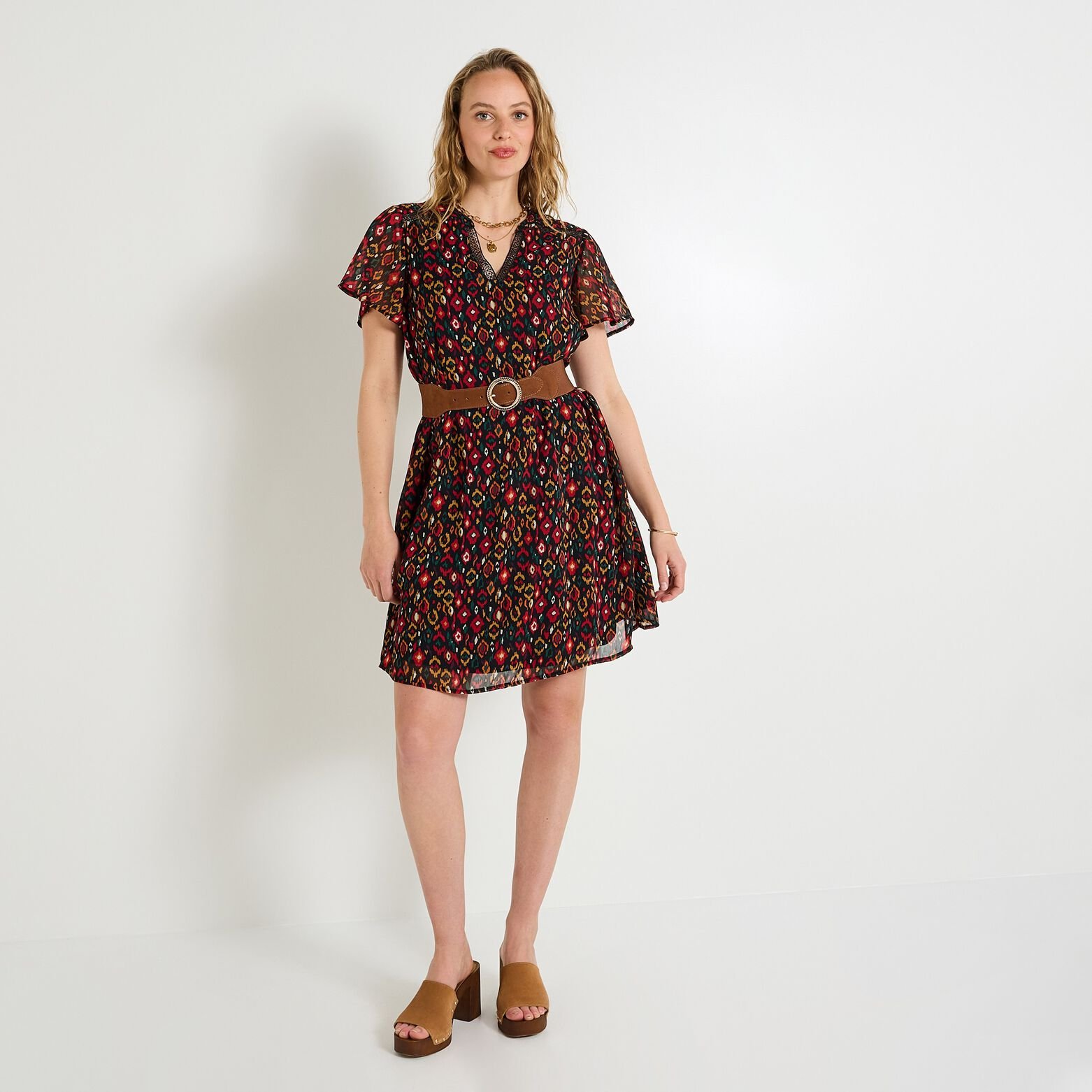Robe manches courtes femme