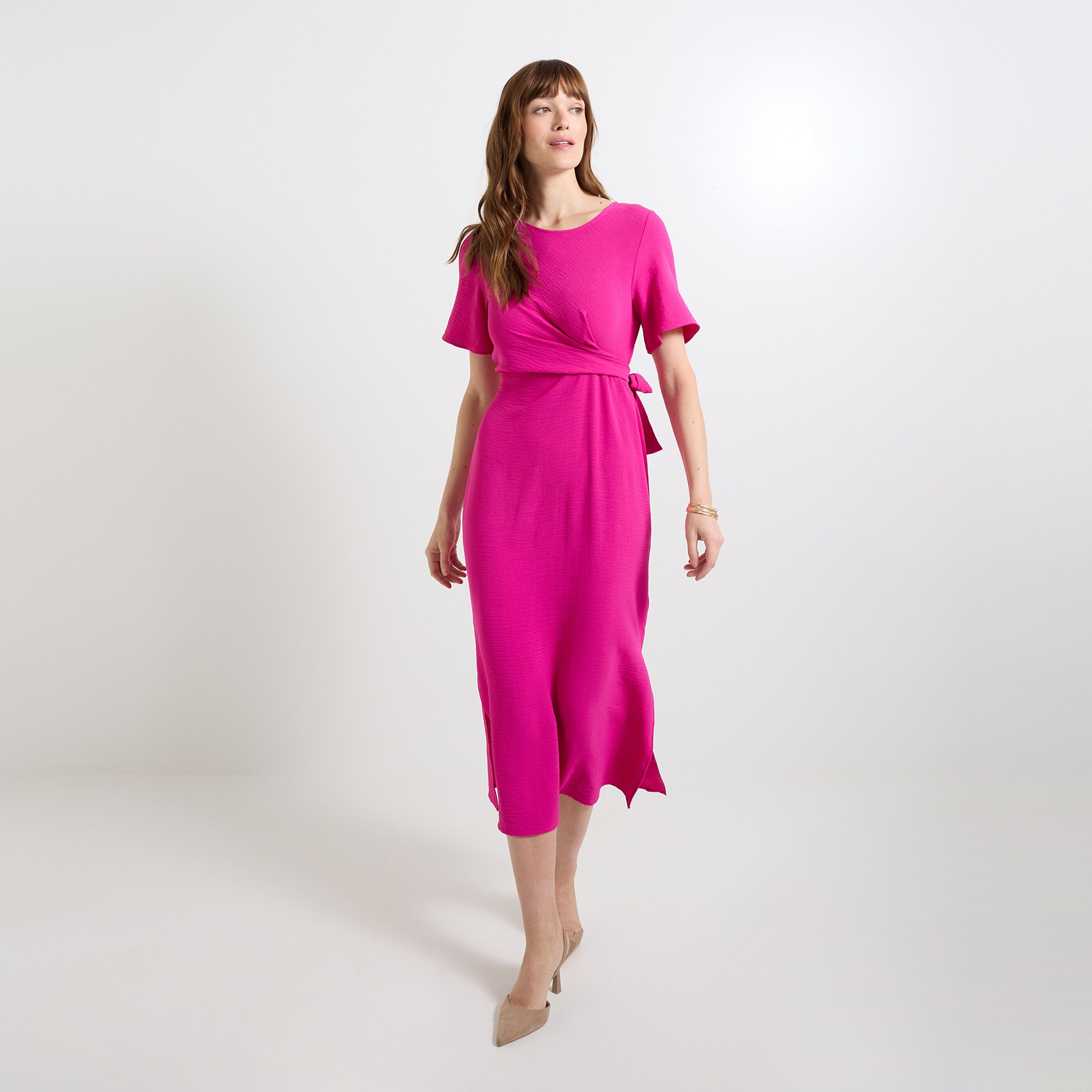 Robe longue drap&eacute;e femme