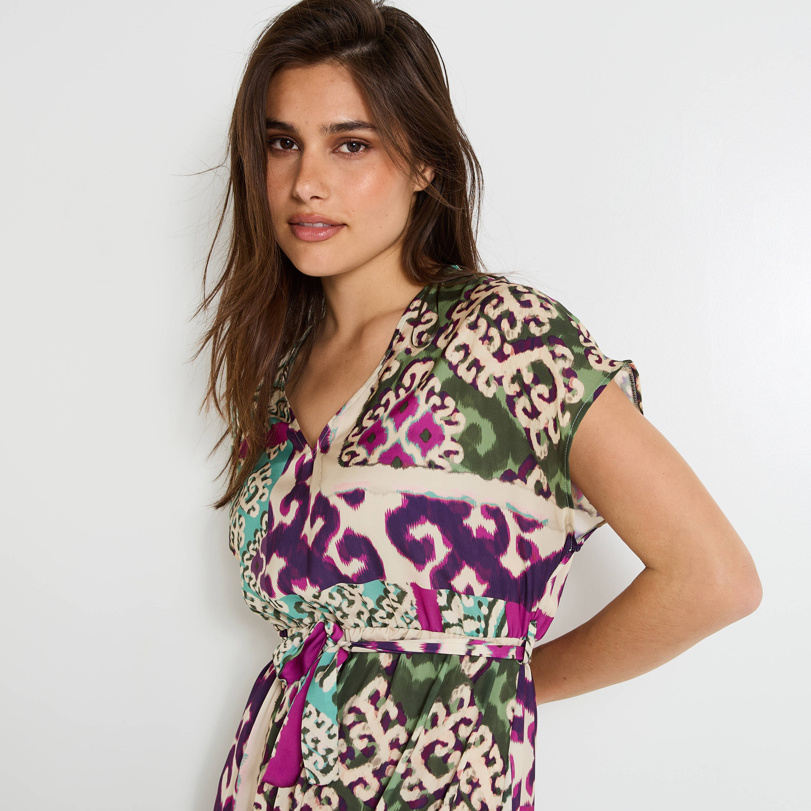 Robe longue imprim&eacute;e femme