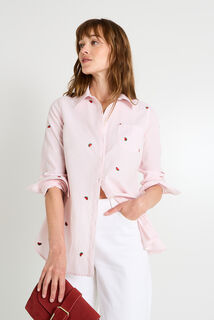 Chemise rayée brodée femme
