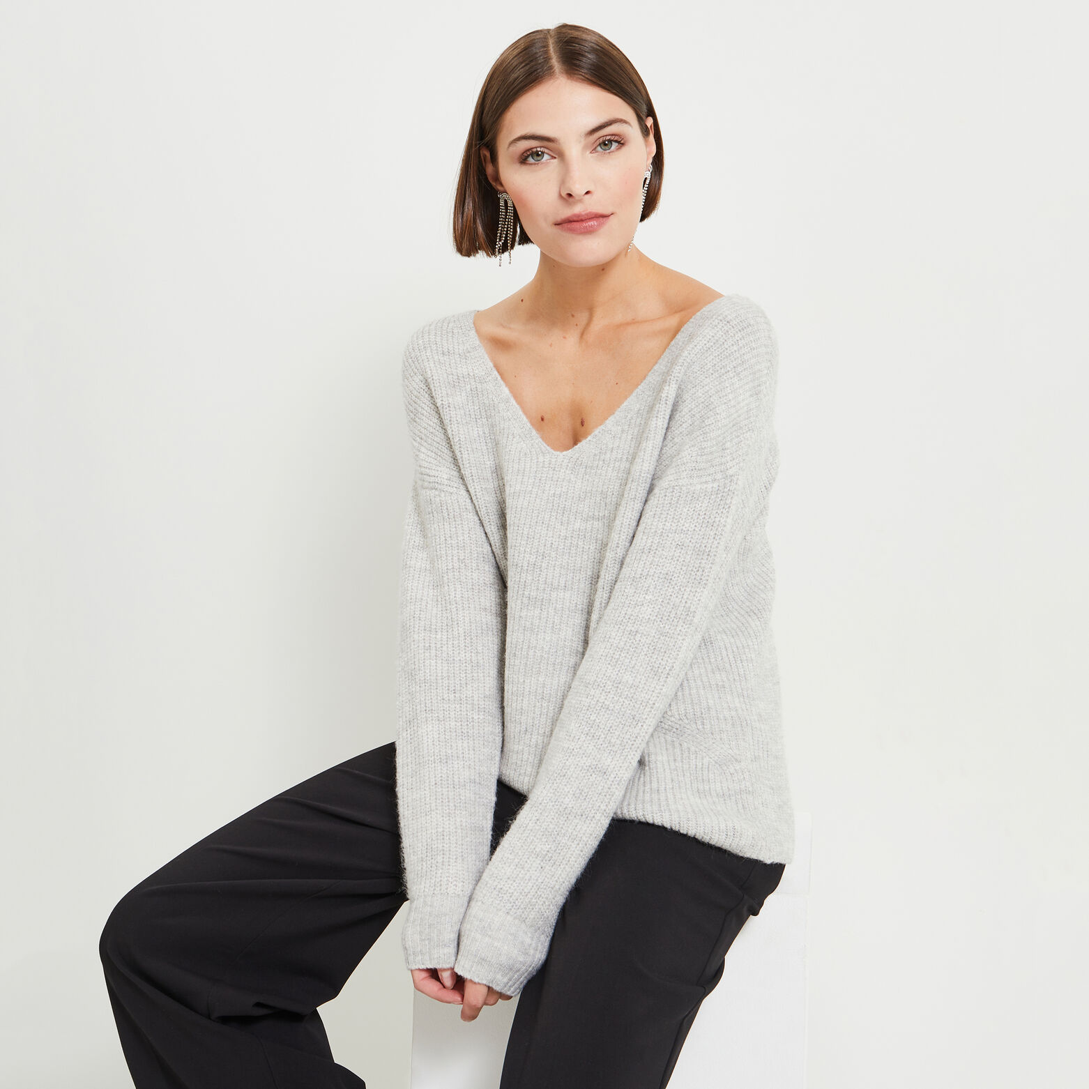 Pull Col V femme