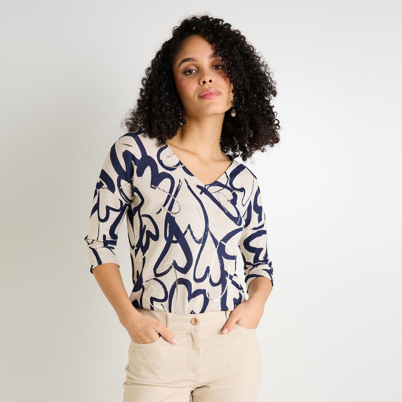 T-shirt col V femme
