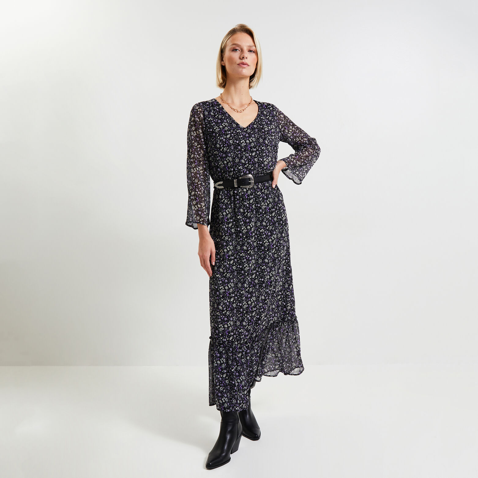 Robe longue imprimée femme