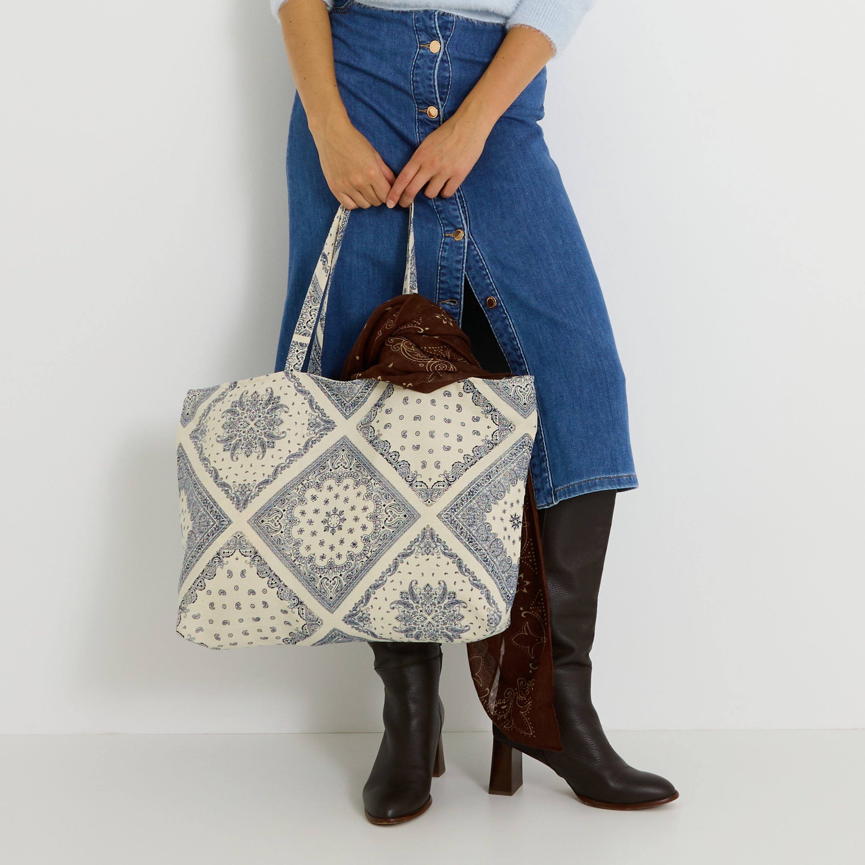 Tote bag imprim&eacute; bandana femme
