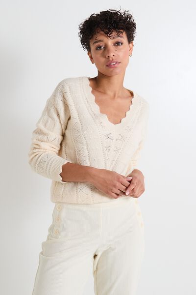 Pull col V femme