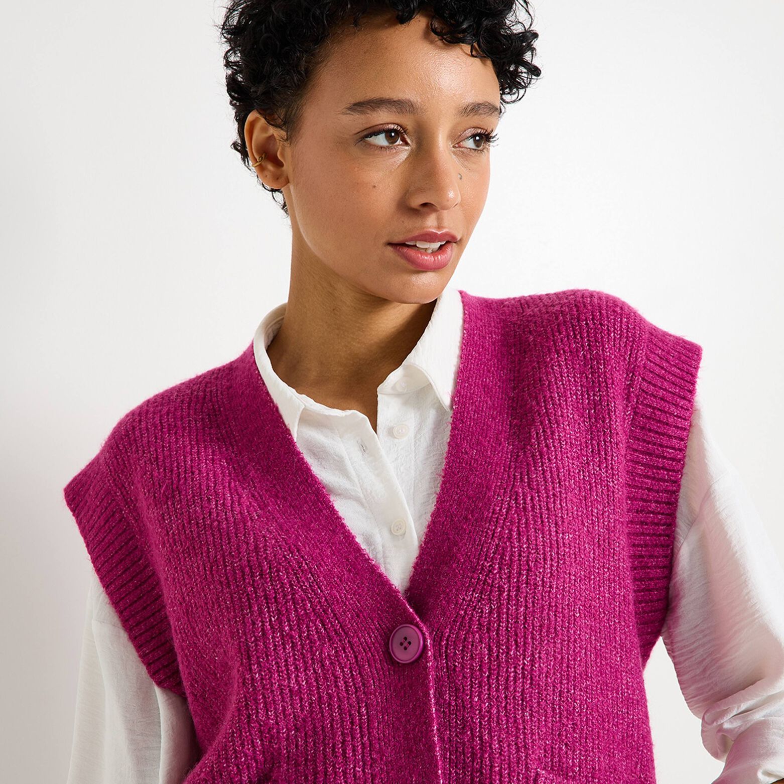 Gilet col V femme