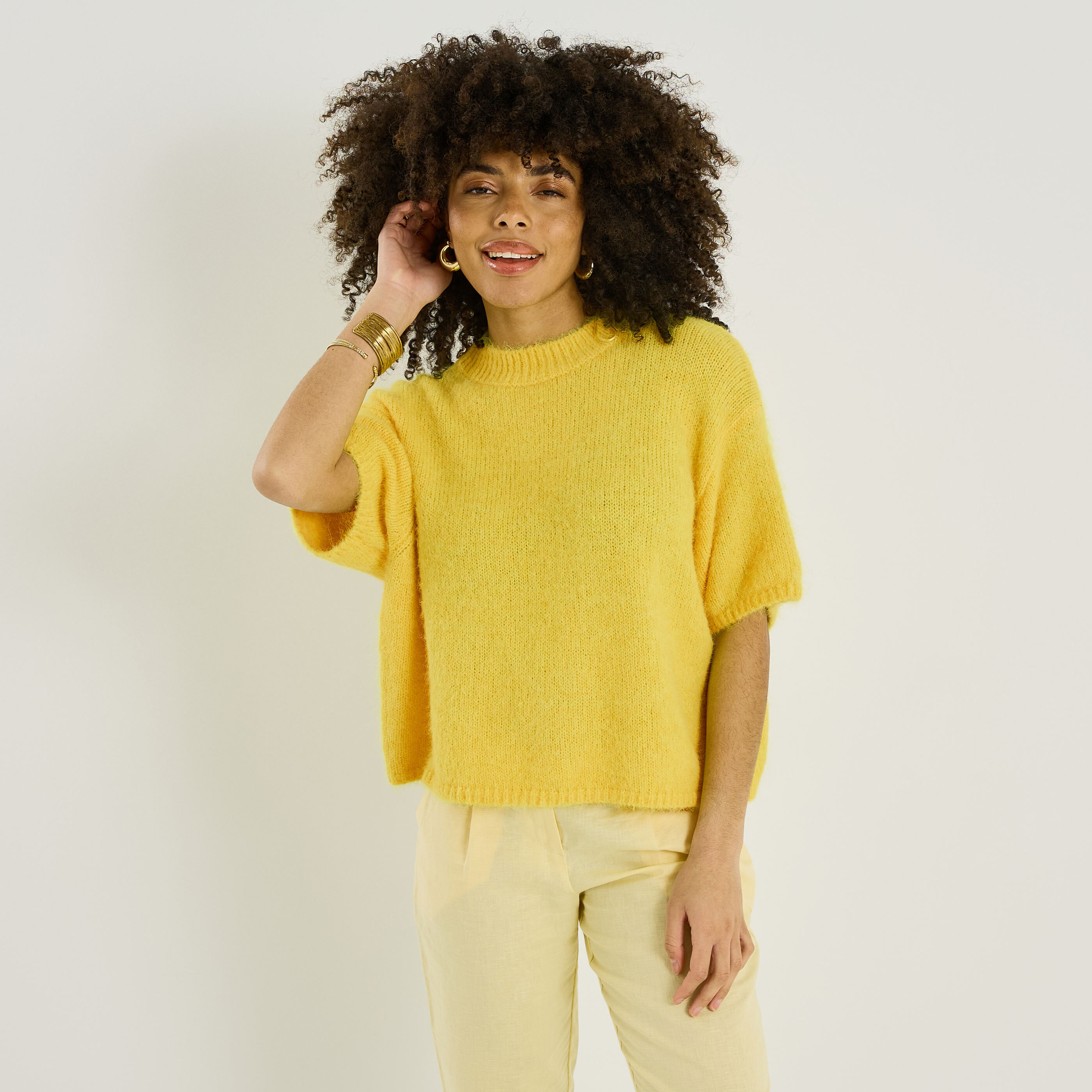 Pull manches courtes ample femme