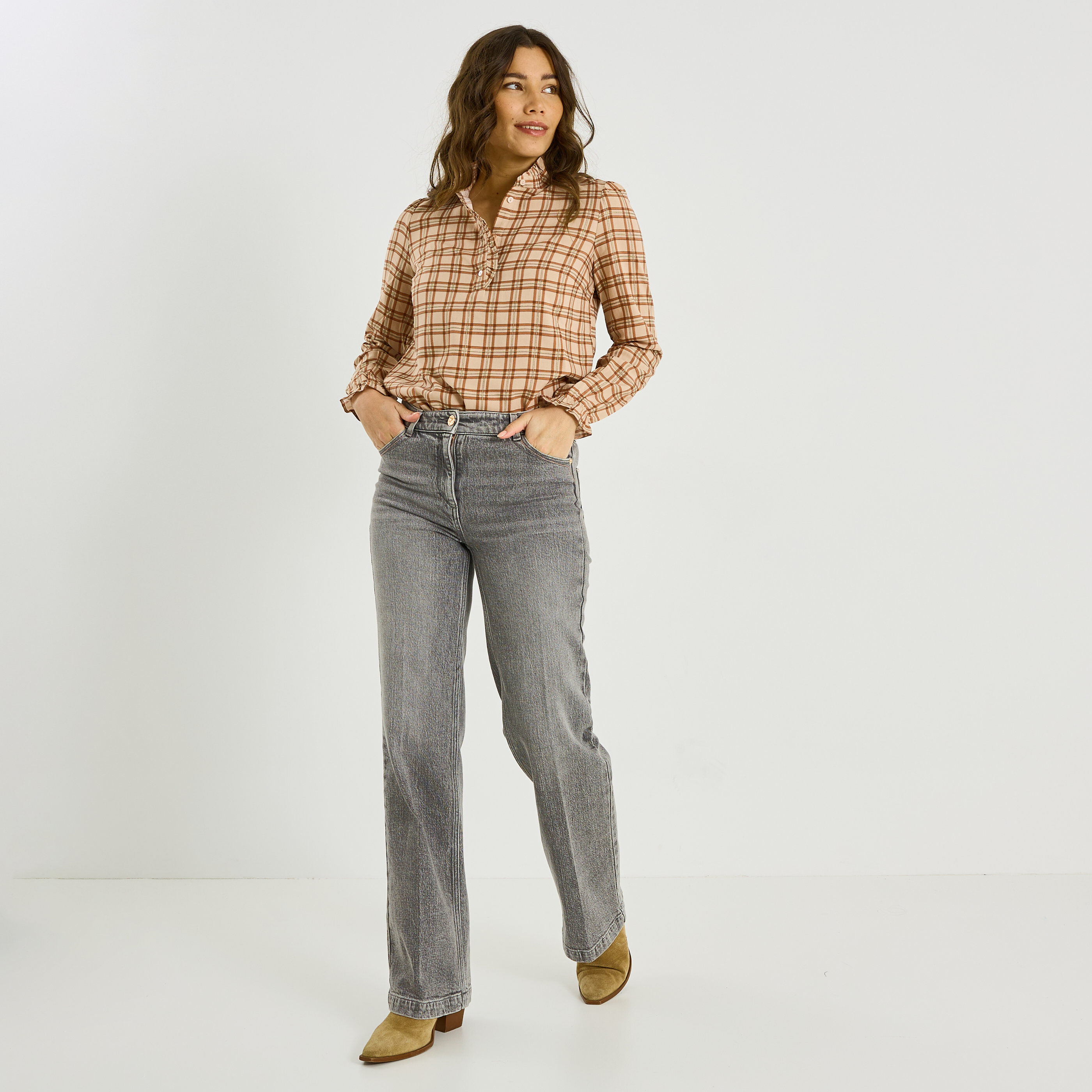 Chemisier &agrave; carreaux femme